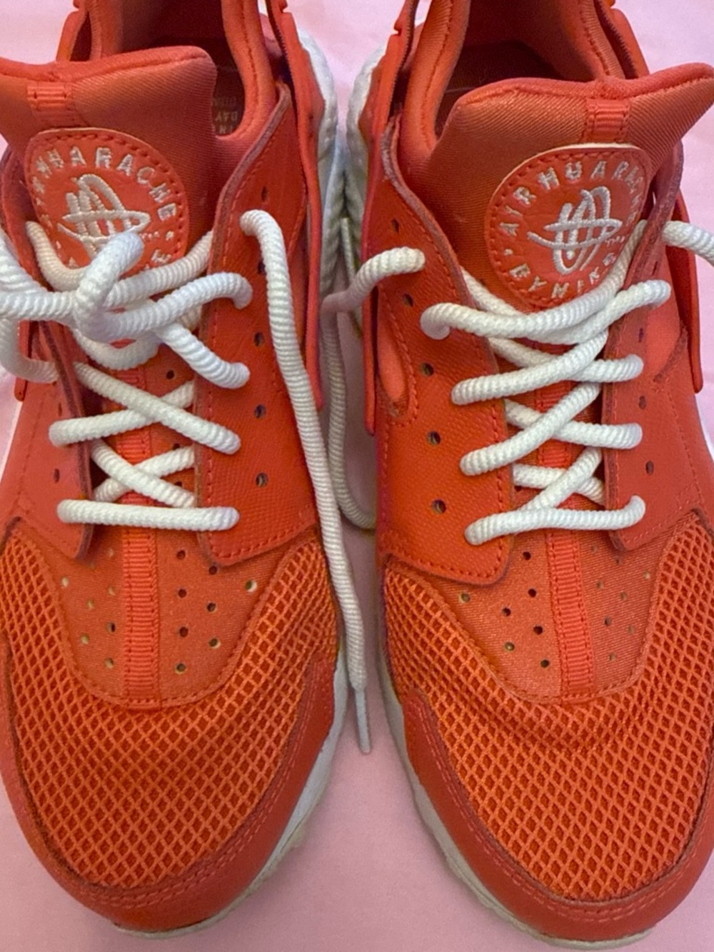 Air Huarache Women Orange Athletic Sneakers with White Laces